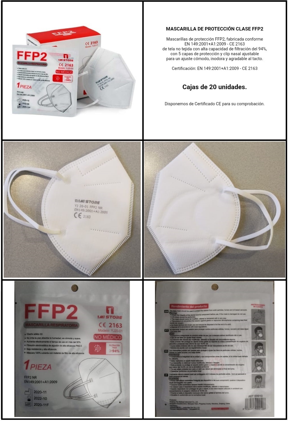 Especificaciones Mascarillas FFP2